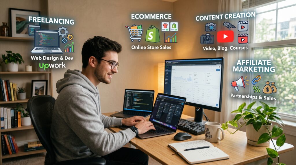 How to Make money online in 2026 from home using freelancing ecommerce and digital income streams as a side hustle and make money from home . generating a side income is nesscasry