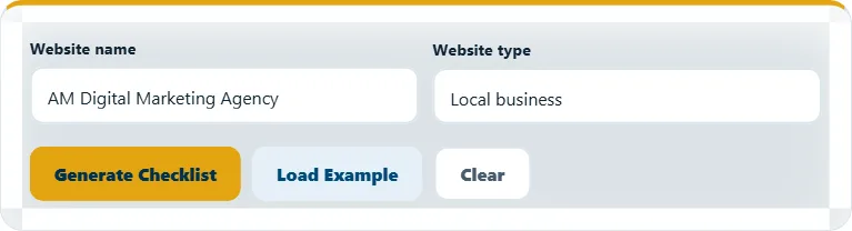 How to use the SEO Checklist Generator – step 1