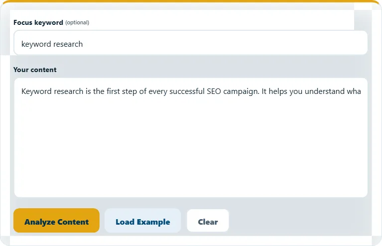 How to use the SEO Content Analyzer – step 1