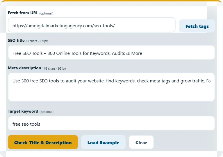 How to use the SEO Title & Meta Description Checker – step 1