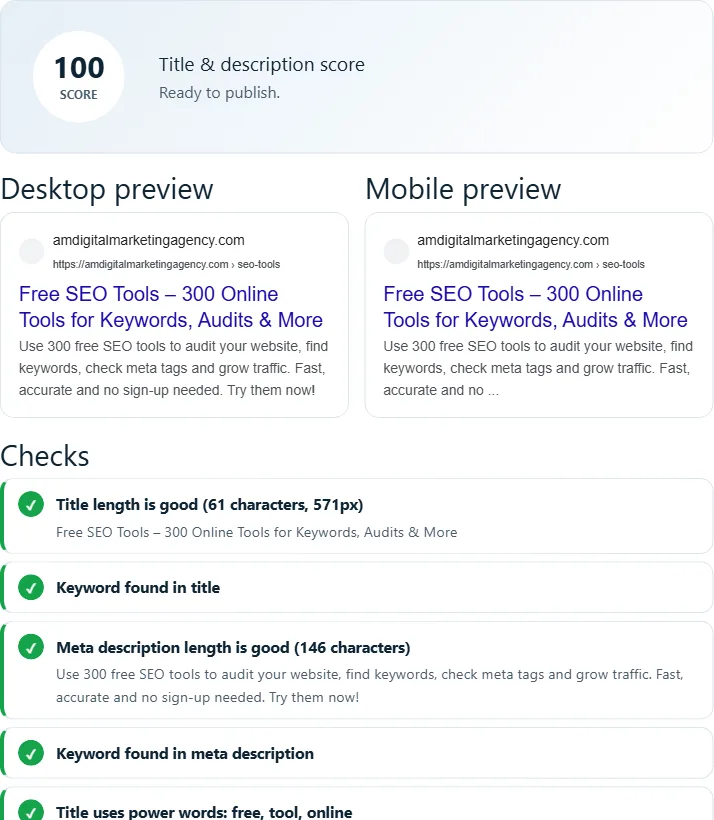 How to use the SEO Title & Meta Description Checker – step 3